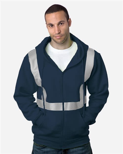 Bayside USA-Made Hi-Visibility Full-Zip Hooded Sweatshirt - Segmented Tape