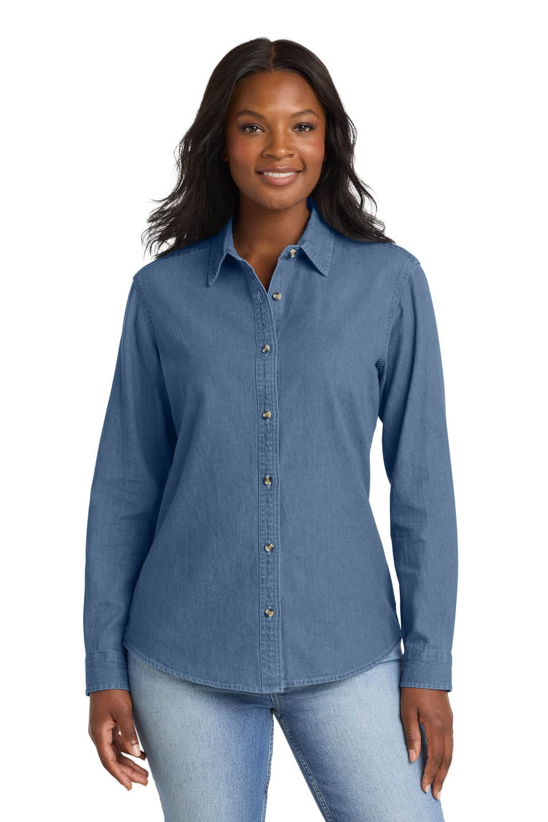 Port & Co® Women's Long Sleeve Value Denim Shirt