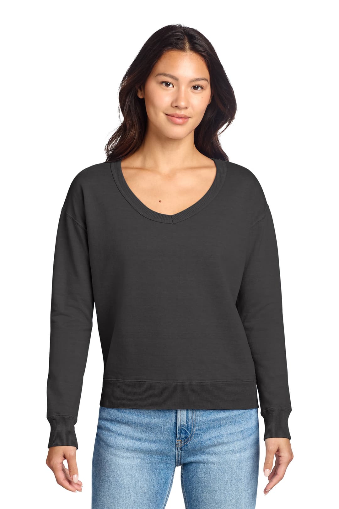 Port & Co® Women's Beach Wash® Garment-Dyed V-Neck Sweatshirt