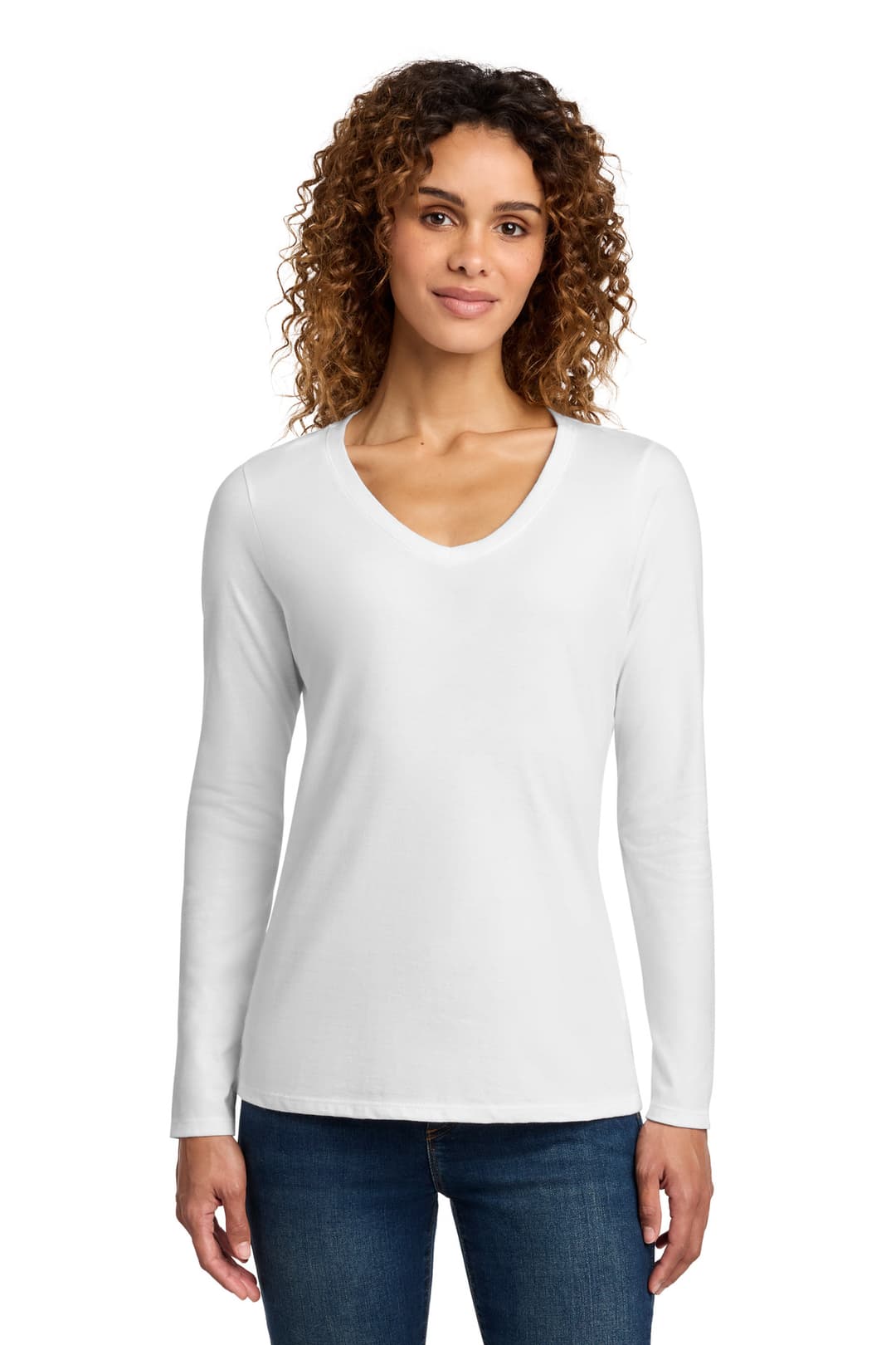 Port & Co® Women's Long Sleeve Fan Favorite V-Neck Tee
