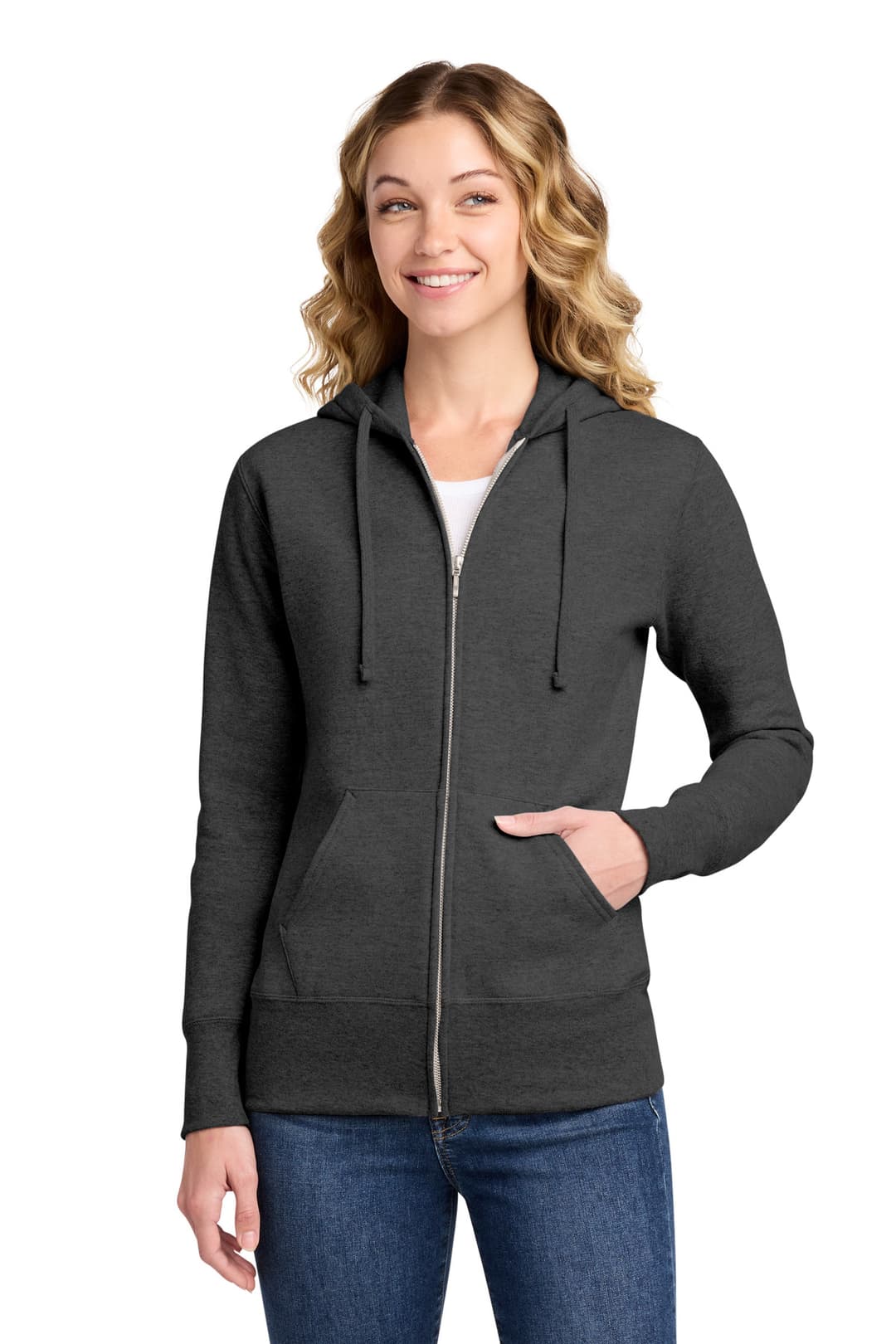 Port & Co® Women's Core Fleece Full-Zip Hooded Sweatshirt