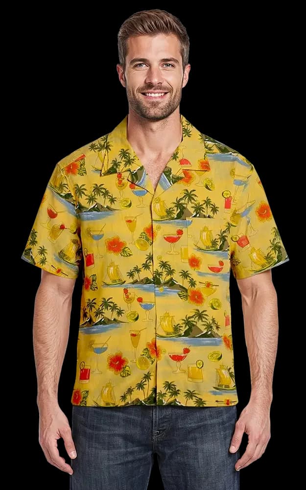 Blue Generation Cocktail Print Camp Shirt