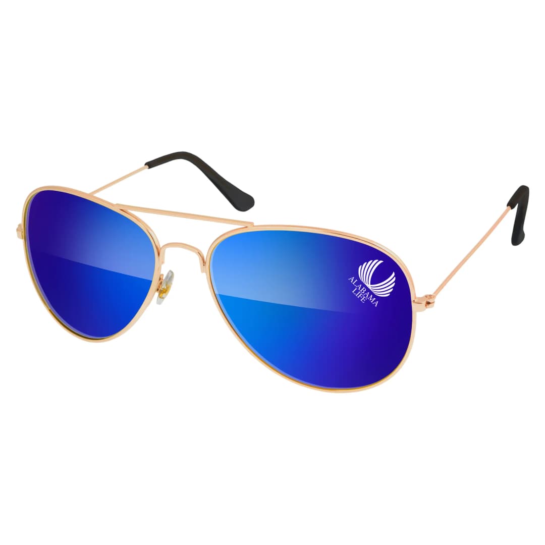 Metal Aviator Mirrored Sunglasses