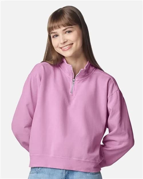 Comfort Colors Women's Garment-Dyed Mid-Length Quarter-Zip Sweatshirt