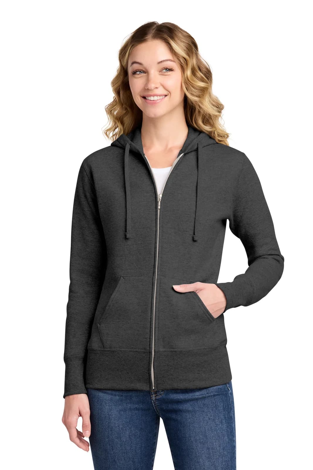 Port & Co® Women's Core Fleece Full-Zip Hooded Sweatshirt