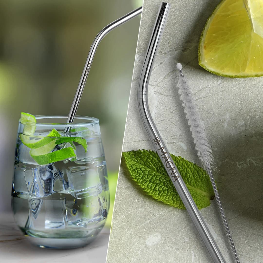 Bent Stainless Steel Straws: Individually Sold In Silver