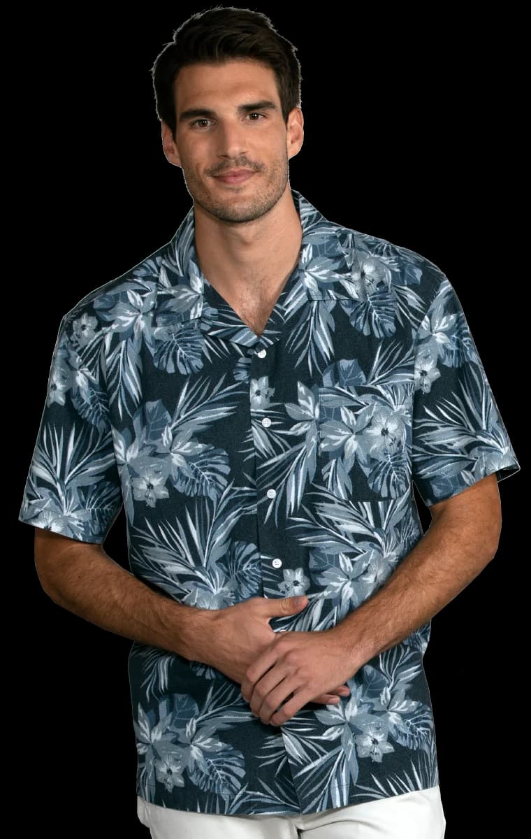 Blue Generation Adult Short-Sleeve Indigo Breeze Camp Shirt