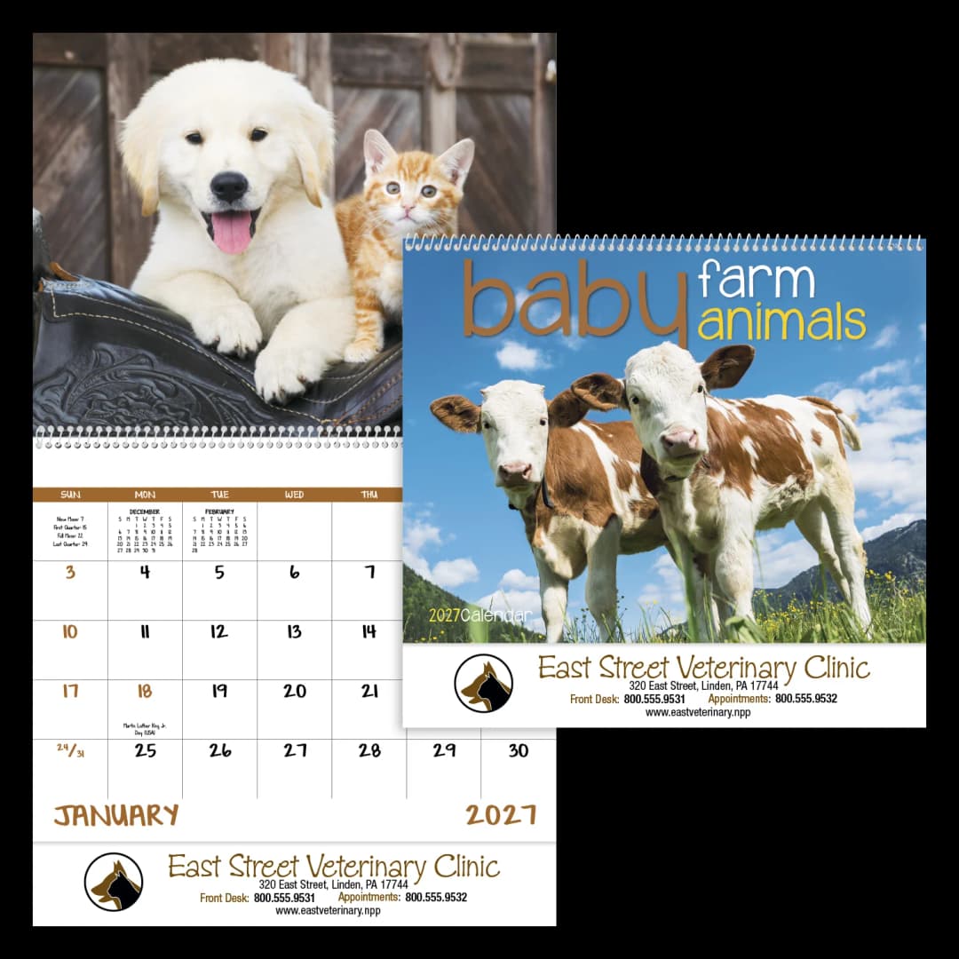 Baby Farm Animals - Spiral Calendar