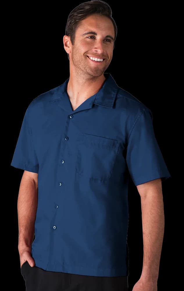 Blue Generation Men's Solid Poplin Camp Shirt