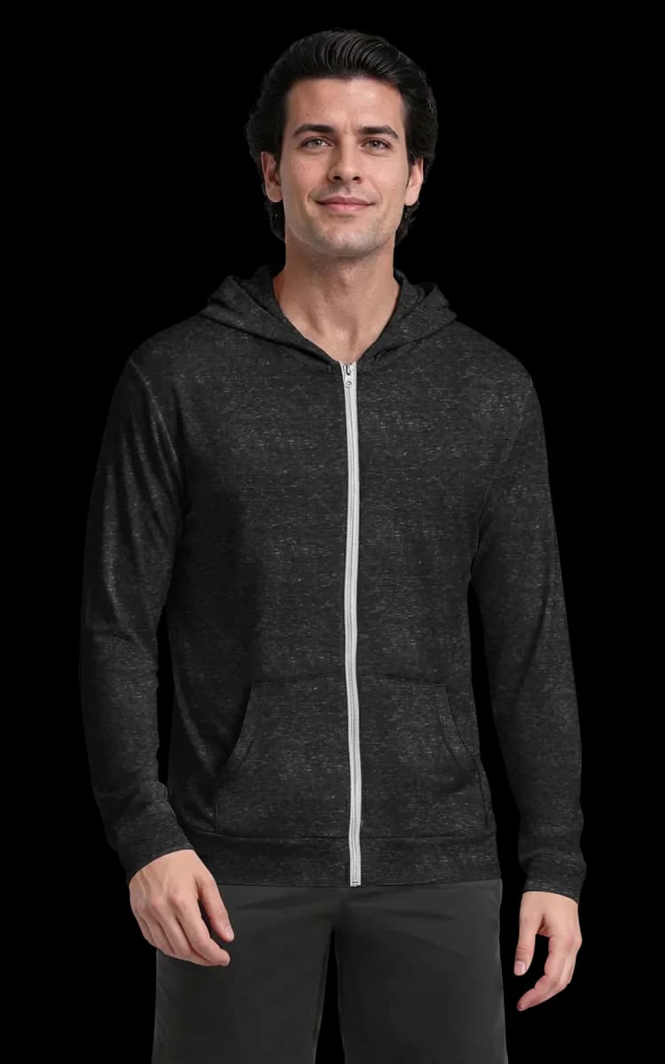 Blue Generation Adult Triblend Contrast Zip Front Hoodie