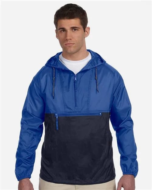 Harriton Men's Packable Hooded Nylon Jacket