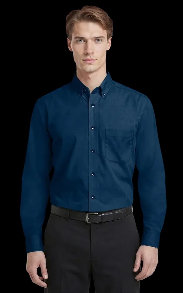 Blue Generation Men's L/S Superblend Poplin Shirt with Matching Buttons