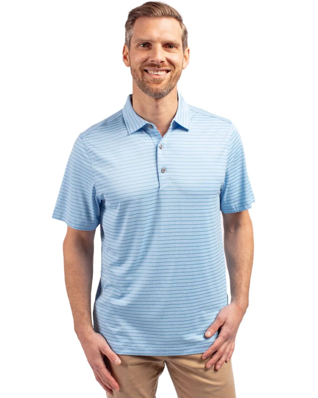 Cutter & Buck Forge Eco Heather Stripe Stretch Recycled Mens Big & Tall Polo