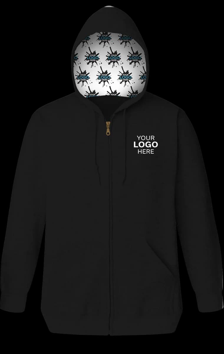 Blue Generation Your Logo Here Adult Fleece Zip Front Hoodie