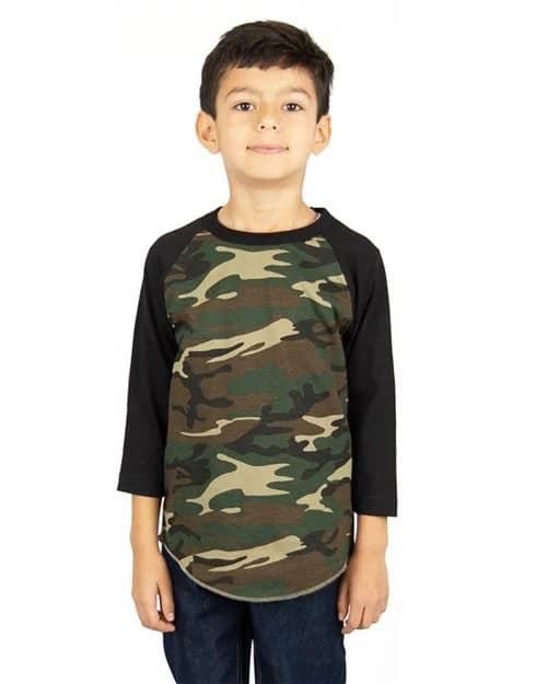 Shaka Wear Youth Camo Raglan Tee