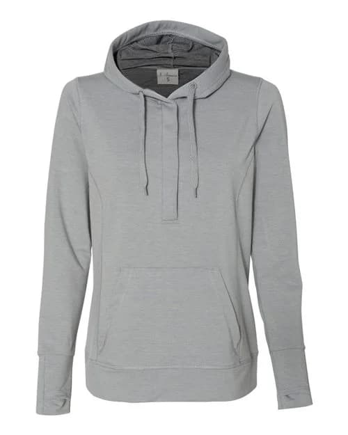 J. America Women’s Omega Stretch Snap-Placket Hooded Sweatshirt
