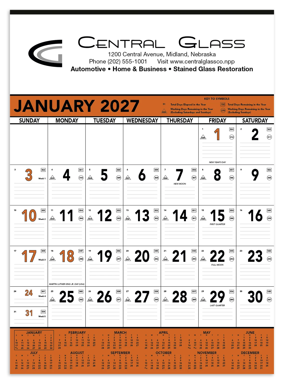 Orange & Black Contractor Memo Calendar