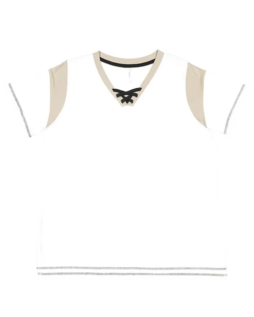 LAT Women's Curvy Lace Up Fine Jersey Tee