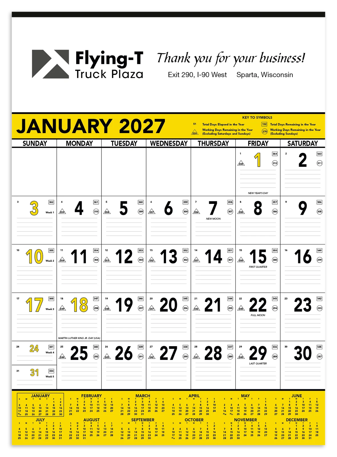 Yellow & Black Contractor Memo Calendar