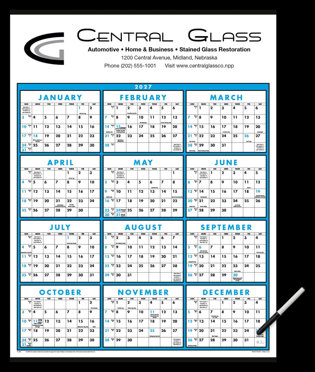 Span-A-Year (Laminated with Marker) Calendar