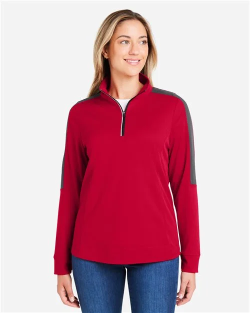 CORE365 Women's Market Snag Protect Mesh Colorblock Quarter-Zip Pullover