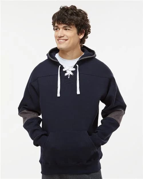 J. America Men's Sport Lace Colorblocked Fleece Hooded Sweatshirt