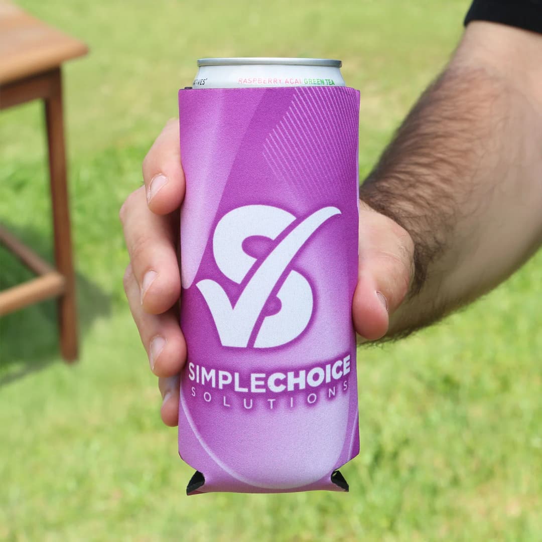 Full Color 12 oz Slim Neogreen™ Recycled Can Cooler