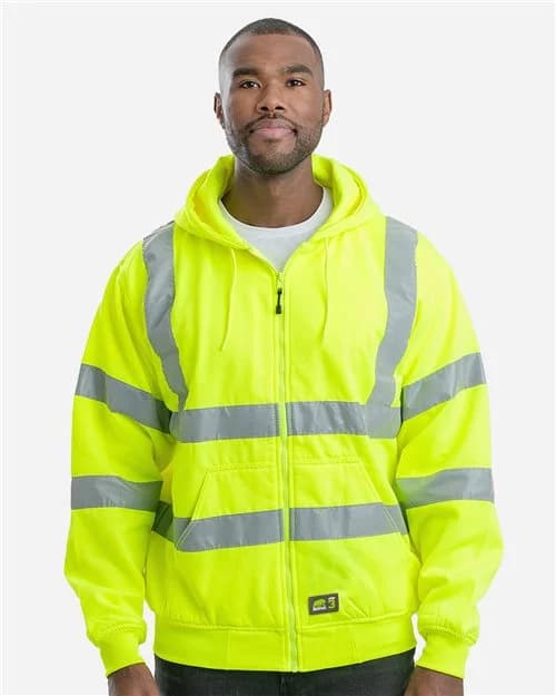 Berne Apparel Men's Berne Hi-Vis Class 3 Lined Hooded Sweatshirt