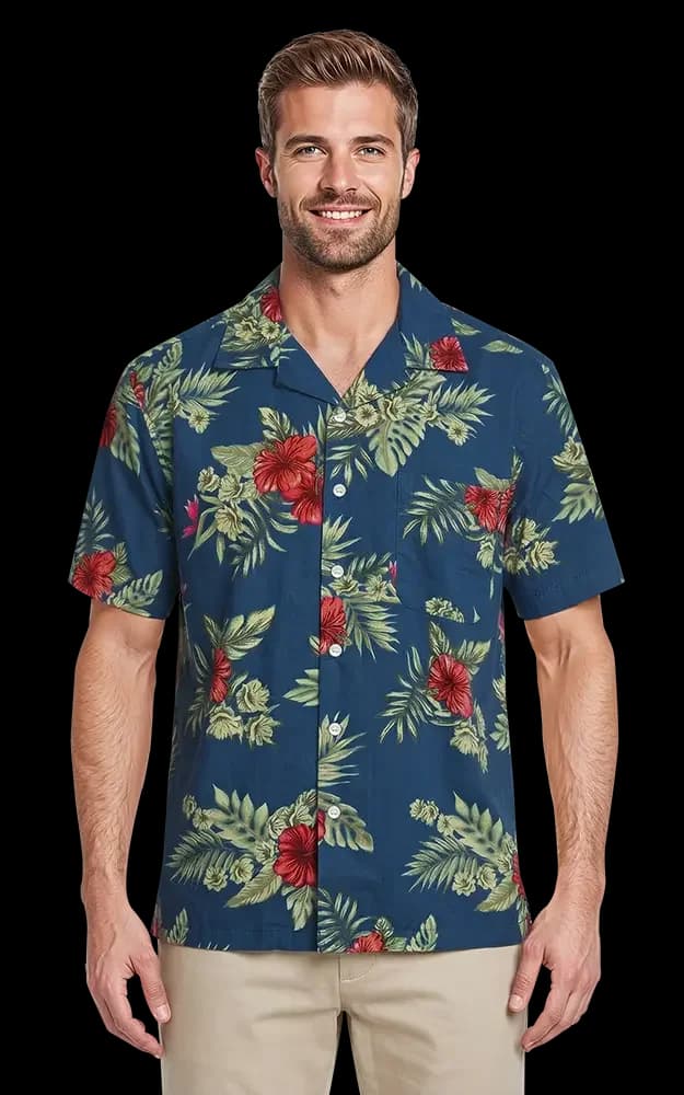 Blue Generation Floral Print Camp Shirt
