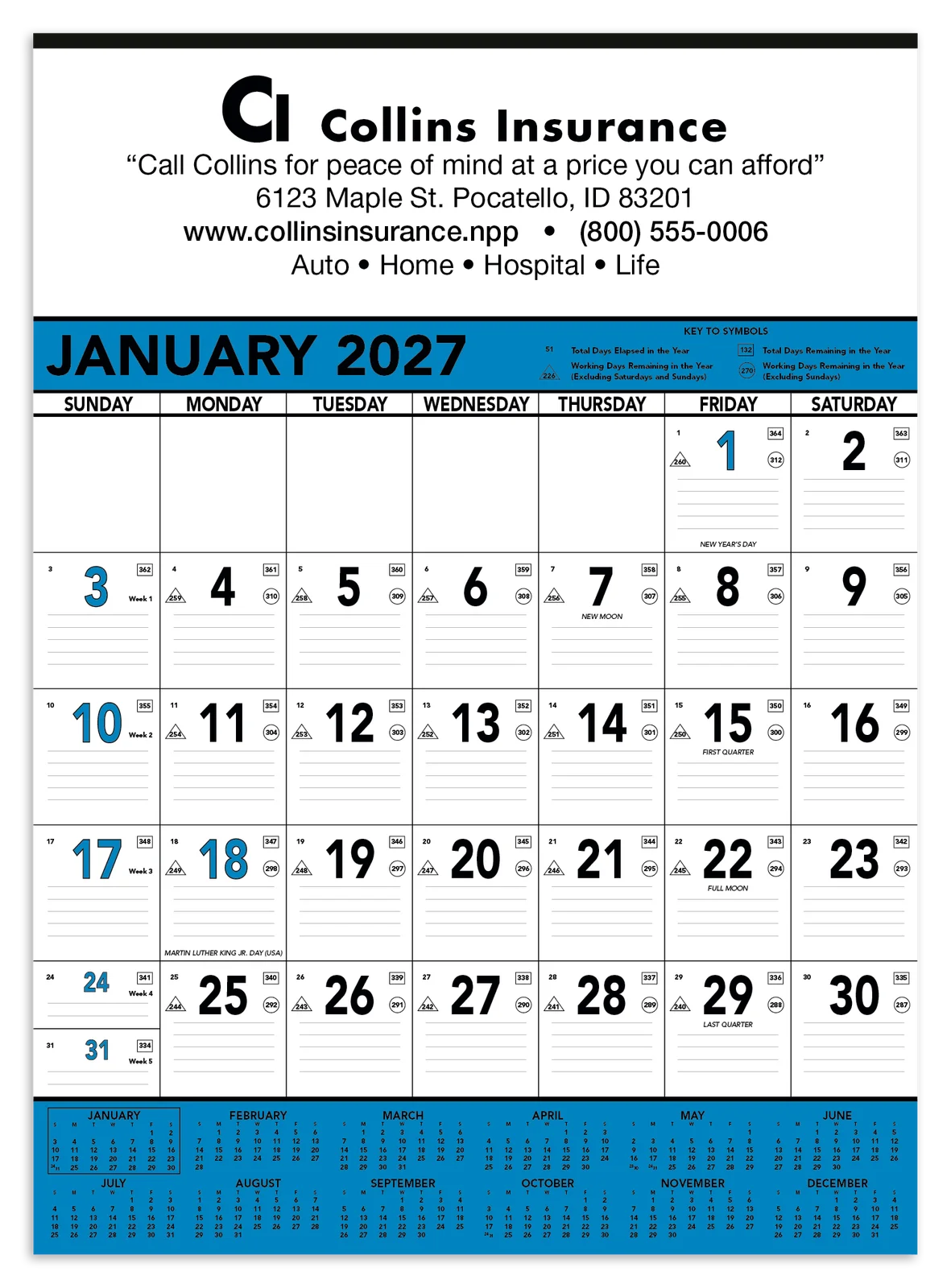 Blue & Black Contractor Memo Calendar