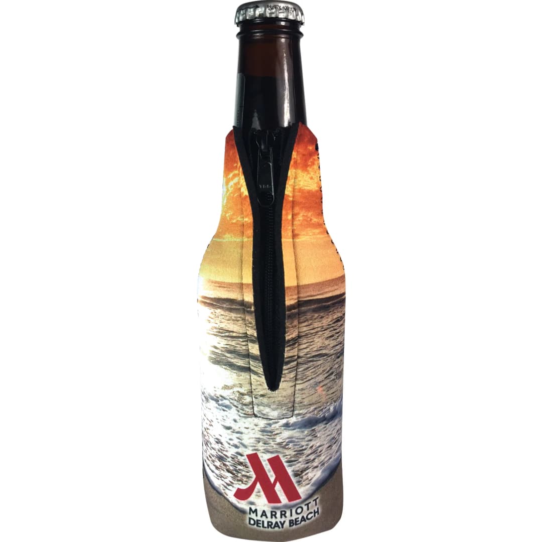 Full Color Neoprene Bottle Cooler with Zipper