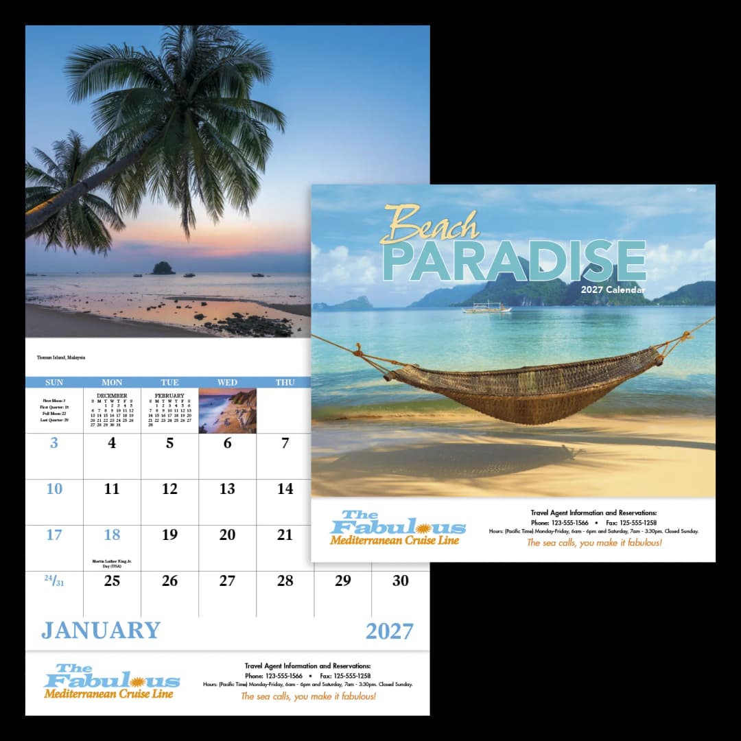 Beach Paradise - Stapled Calendar