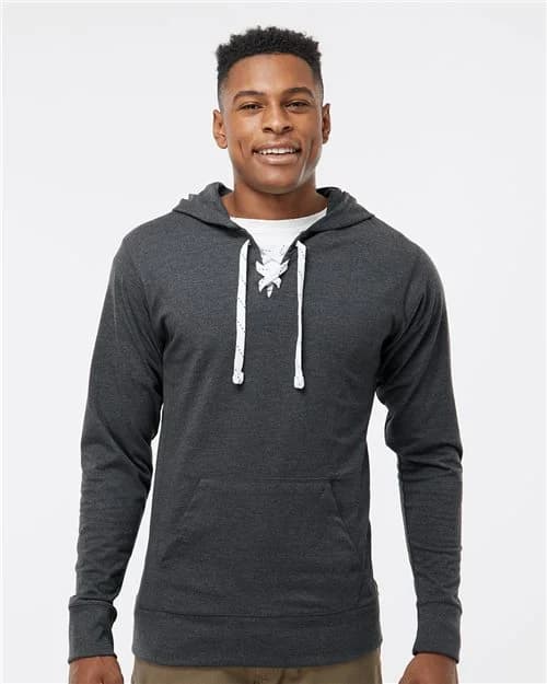 J. America Unisex Jersey Sport Lace Hooded Pullover