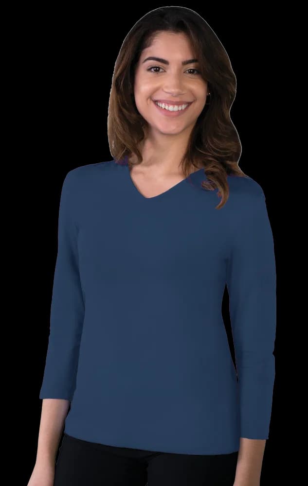 Blue Generation Ladies' 3/4 Sleeve V-Neck Tee