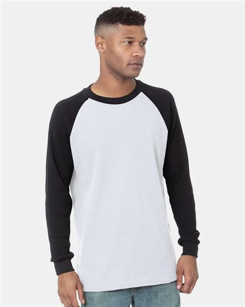 Bayside Men's USA-Made Heavyweight Waffle Knit Thermal Raglan T-Shirt