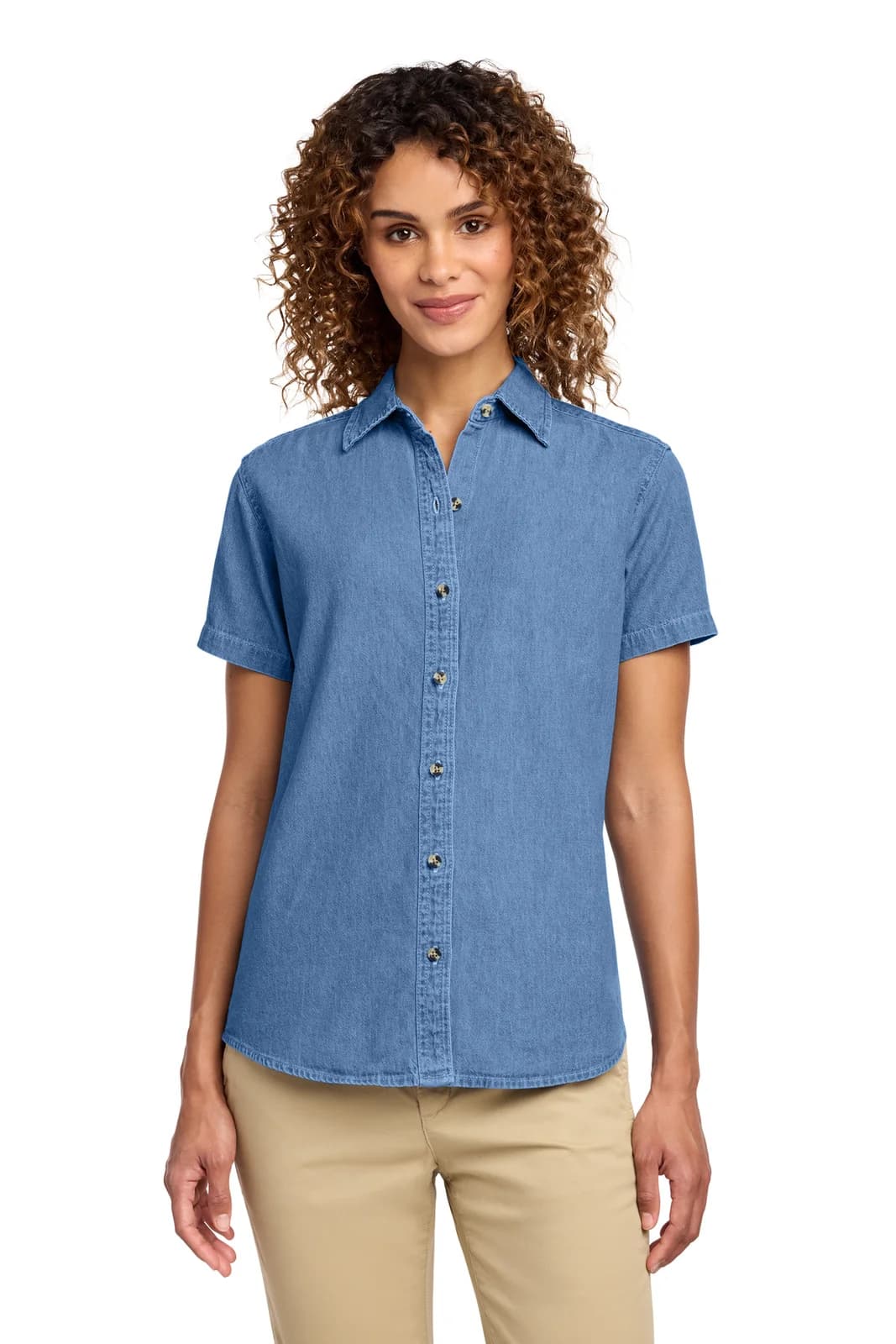 Port & Co® Women's Short Sleeve Value Denim Shirt