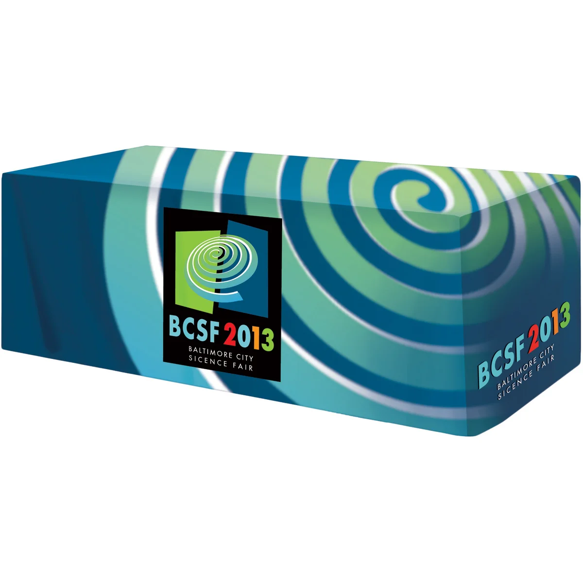 All Over Full Color rPET Polyester Dye Sub Table Cover - fitted poly 4-sided, fits 8' table