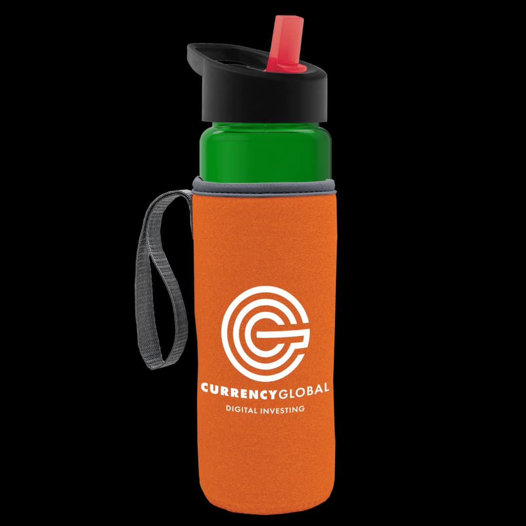 Wave Tritan® Bottle with Flip-Straw Lid and Insulated Caddy - 24 oz.
