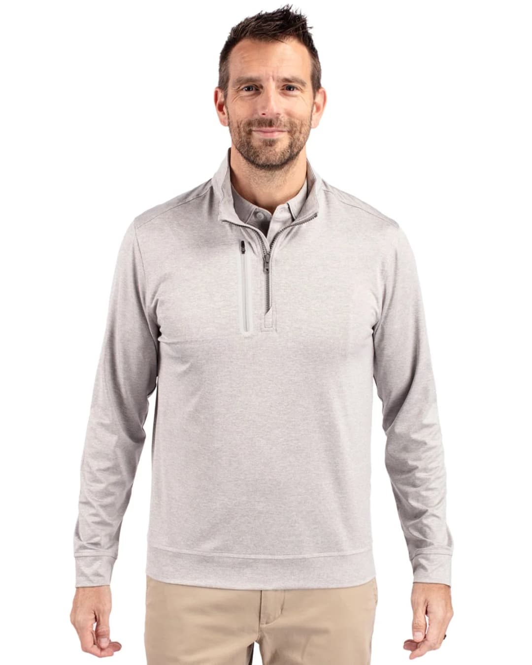 Cutter & Buck Stealth Heathered Quarter Zip Mens Pullover