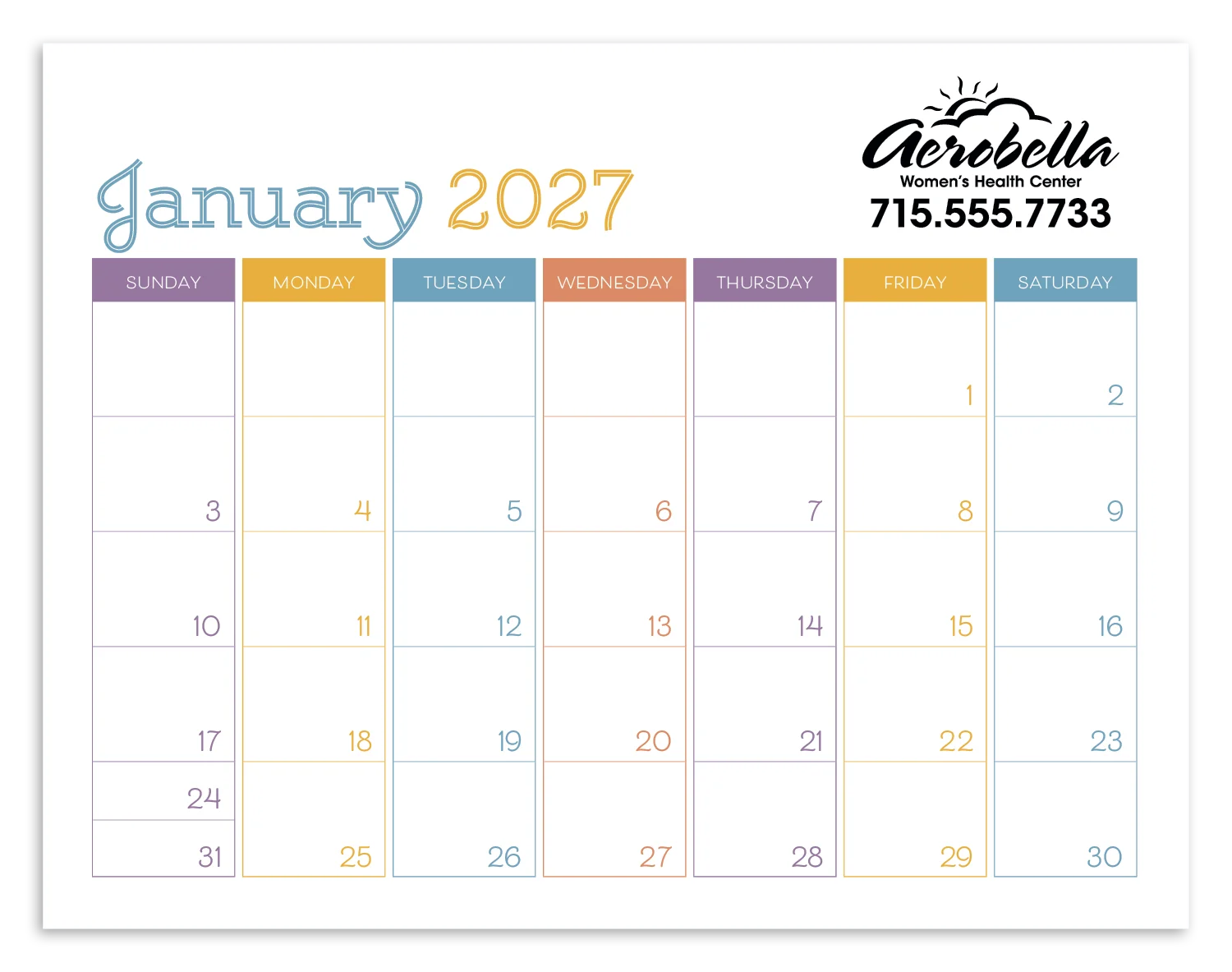 Small Monthly Desk Pad - Colors