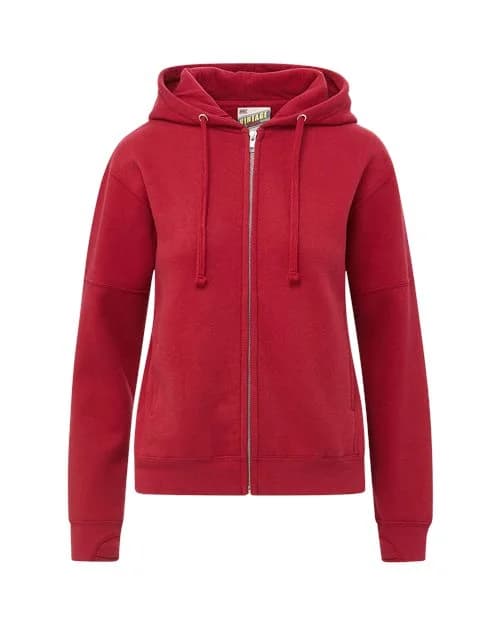 MV Sport Women's Vintage Fleece Hooded Full-Zip Sweatshirt