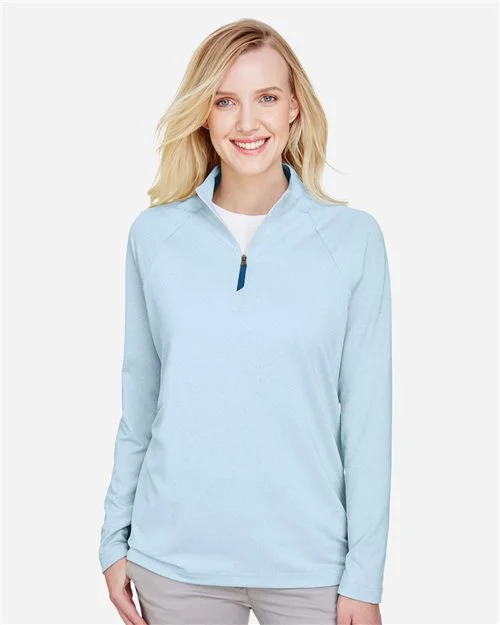 Devon & Jones Women's CrownLux Performance® Clubhouse Micro-Stripe Quarter-Zip Pullover