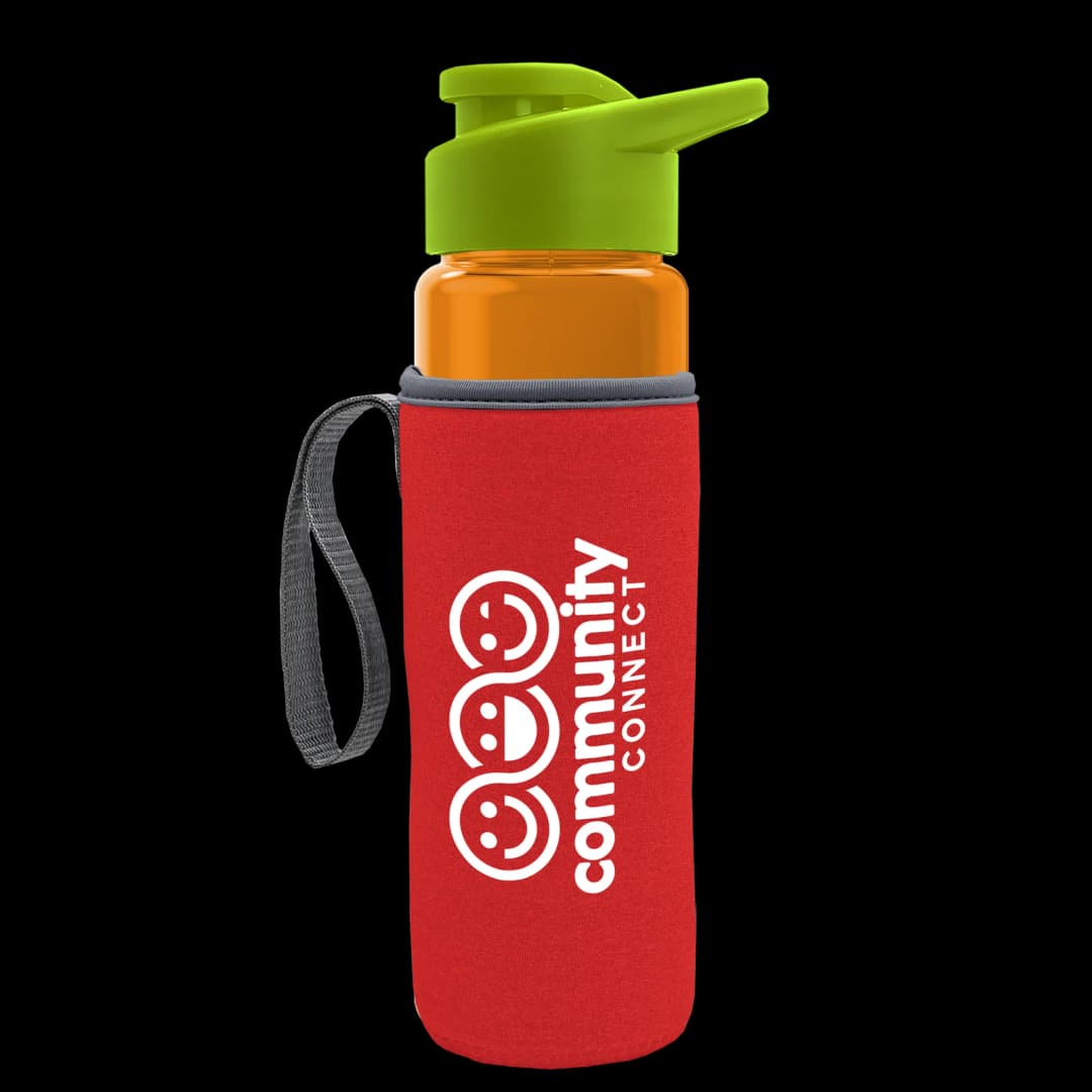 Wave Tritan® Bottle with Drink-Thru Lid and Insulated Caddy - 24 oz.