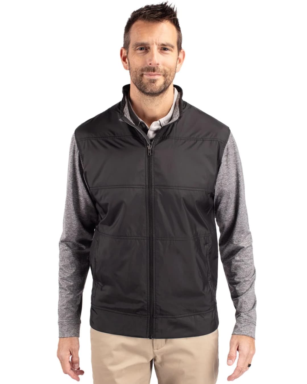Cutter & Buck Stealth Hybrid Quilted Mens Big and Tall Full Zip Windbreaker Jacket