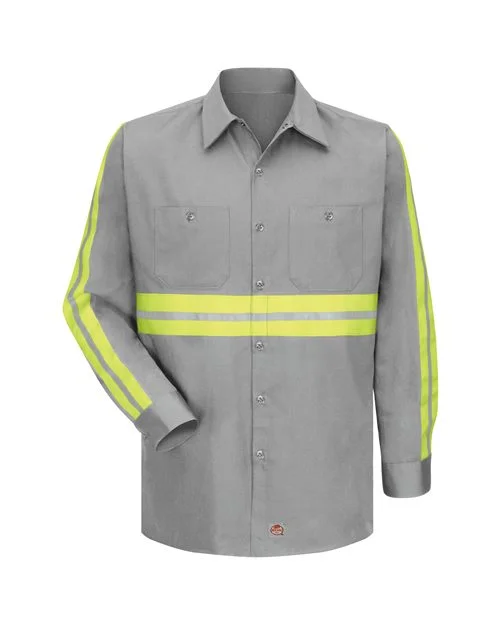 Red Kap Men's Enhanced Visibility Long Sleeve Cotton Work Shirt
