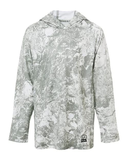 HUK Youth Pursuit Mossy Oak Printed Hooded Long Sleeve T-Shirt