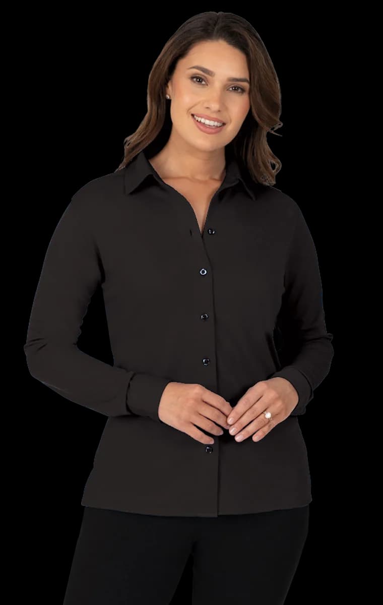 Blue Generation Ladies' Knit Stretch Woven Shirt