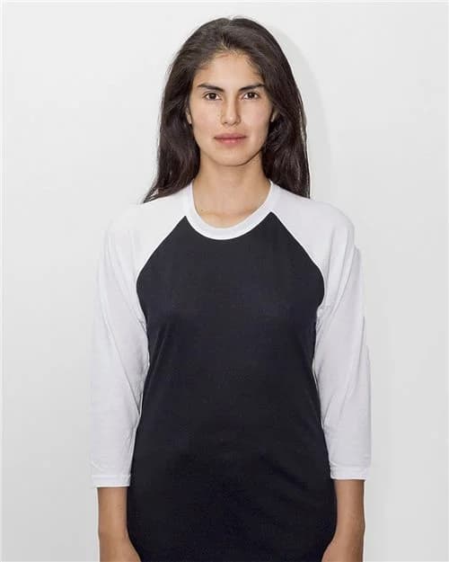 Los Angeles Apparel Unisex USA-Made Three-Quarter Sleeve Raglan Baseball T-Shirt