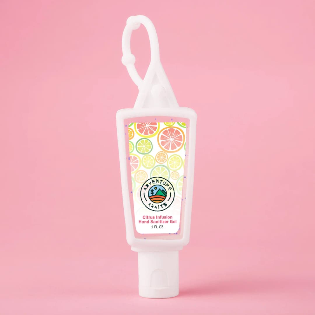 Hand Sanitizer Gel With Moisture Beads: 1 Oz Triangle Bottle With Carabiner