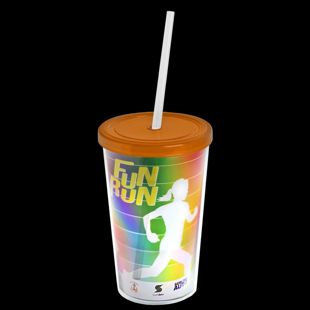 Transparent Tumbler with Straw Lid and Full-Color Paper Insert - 16 oz.